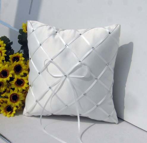 Wedding Day Ring Bearer Pillow -  Diamond ribbon pattern